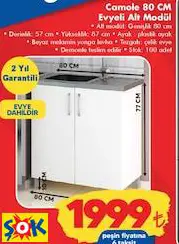 CAMOLE 80 CM EVYELİ MUTFAK DOLABI ALT MODÜL
